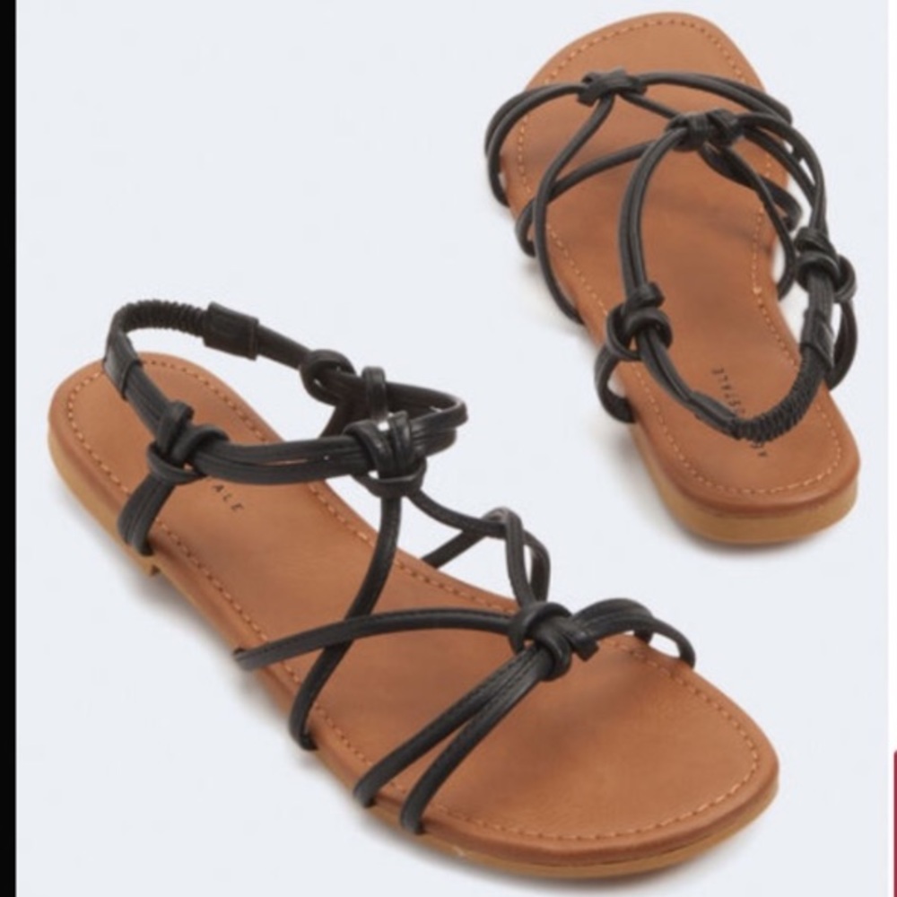 NWOT Black Faux Leather Sandals